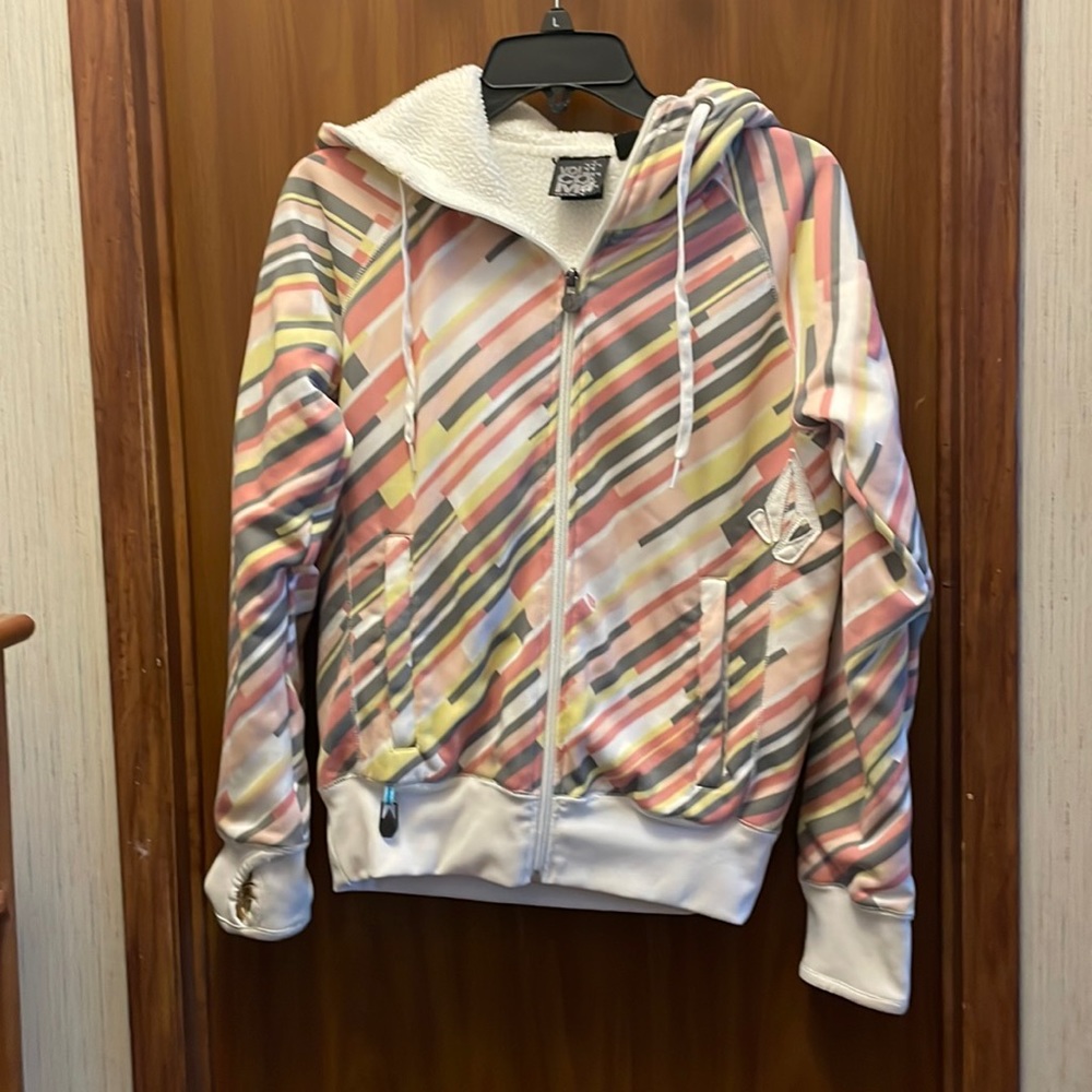 Women's VOLCOM multicolored striped zip hoodie. Size S